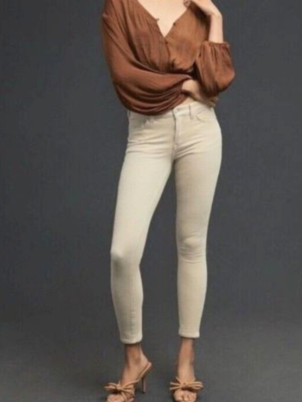 Anthropologie PILCRO Vanilla Cream High Rise Skinny Corduroy Pants, Size 28